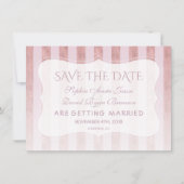 Whimsical Blush Roos Gold Stripes Wedding Save The Date (Voorkant)