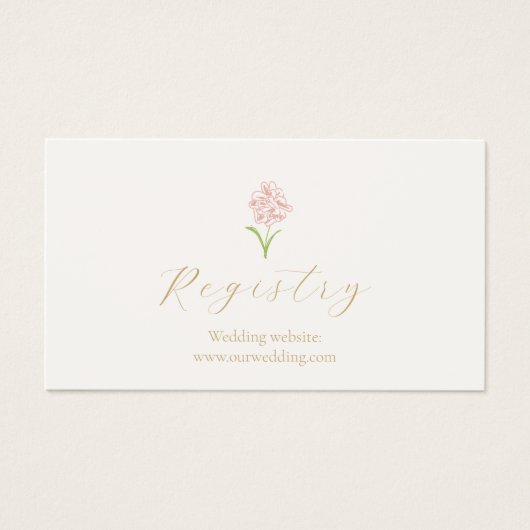 Whimsical Blush Roos Wedding Registry Enclosure Visitekaartje (Voorkant)
