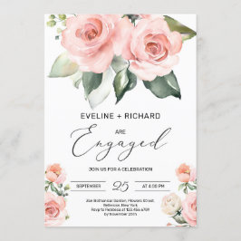 WHIMSICAL blush roze floral rozen verloving Kaart