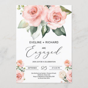WHIMSICAL blush roze floral rozen verloving Kaart