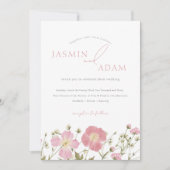 Whimsical Blush Roze Wildbloemen Bruiloft Kaart (Voorkant)