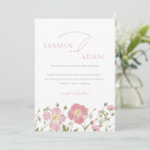 Whimsical Blush Roze Wildbloemen Bruiloft Kaart (Staand voorkant)