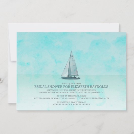 Whimsical Boat Bridal Shower-uitnodigingen Kaart (Voorkant)