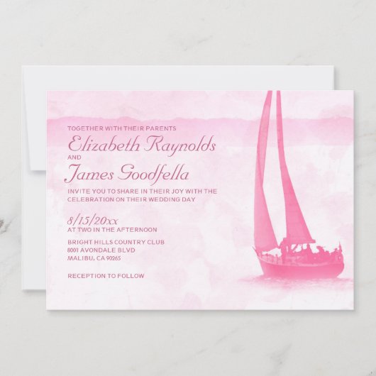 Whimsical Boats Wedding Invitations Kaart (Voorkant)