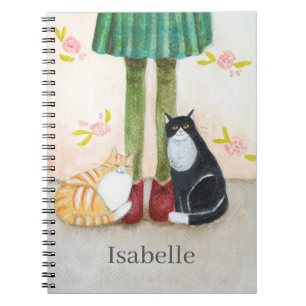 Whimsical boekcover stijl kat minnaar aangepaste n notitieboek