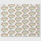 Whimsical Boerderij Bloemen Verjaardag Wrapping Pa Cadeaupapier (Vlak)