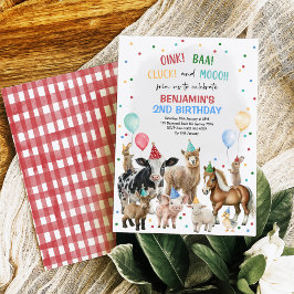 Whimsical Boerderij Dieren Barnyard Verjaardag Jon Kaart