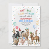 Whimsical Boerderij Dieren Barnyard Verjaardag Jon Kaart (Voorkant)