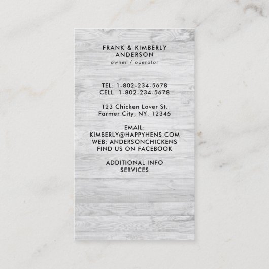 Whimsical  Boerderij Fresh Eggs Chicken Hens Visitekaartje (Achterkant)