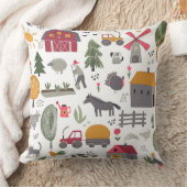 Whimsical Boerderij Scene Red Barn and Animals Kussen (Deken)