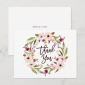 Whimsical Bohemian Floral Wreath Flat Bedankkaart (Voorkant / Achterkant)