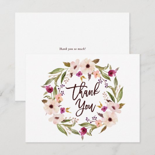 Whimsical Bohemian Floral Wreath Flat Bedankkaart (Voorkant / Achterkant)