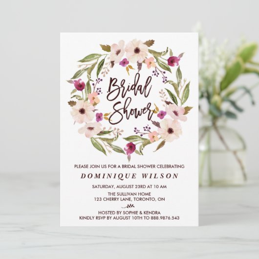 Whimsical Bohemian Floral Wreator Vrijgezellenfees Kaart (Staand voorkant)