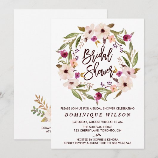 Whimsical Bohemian Floral Wreator Vrijgezellenfees Kaart (Voorkant / Achterkant)