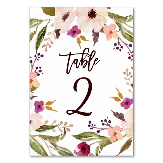 Whimsical Bohemian Floral Wreattable Numbers Kaart (Voorkant)