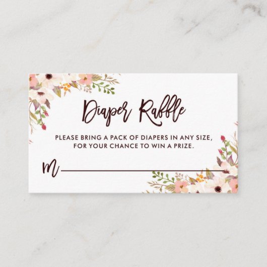 Whimsical Bohemian Flower Diaper Raffle Informatiekaartje (Voorkant)
