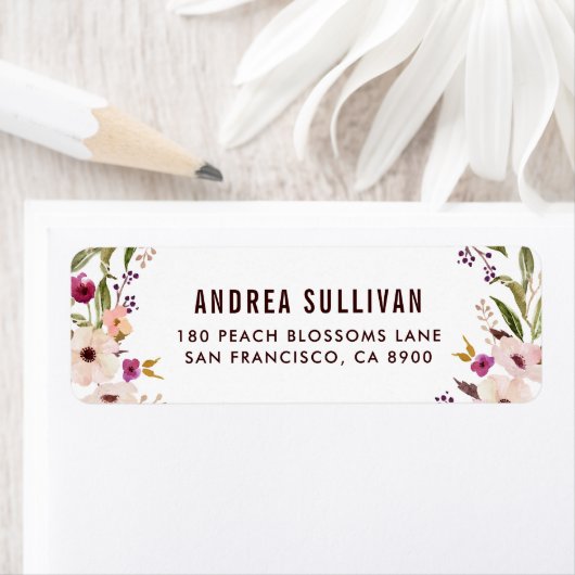 Whimsical Bohemian Flowers Return Address Label (Insitu)