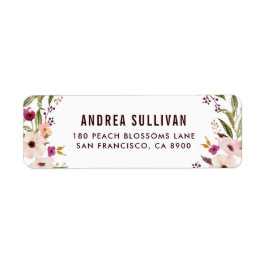 Whimsical Bohemian Flowers Return Address Label