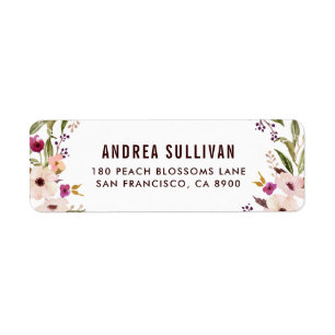 Whimsical Bohemian Flowers Return Address Label