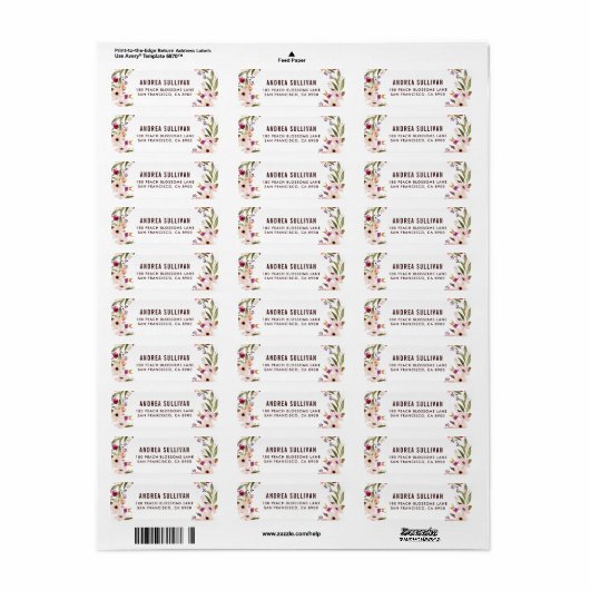Whimsical Bohemian Flowers Return Address Label (Full Sheet)
