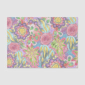 Whimsical Bohemian Kleurrijke Bloemen op Paarse Tissuepapier (Voorkant)