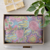 Whimsical Bohemian Kleurrijke Bloemen op Paarse Tissuepapier (Geschenk)