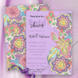 Whimsical Bohemian Kleurrijke Bloemen Vrijgezellen Kaart