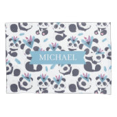 Whimsical Bohemian Panda Pattern Custom Name Kussensloop (Voorkant)