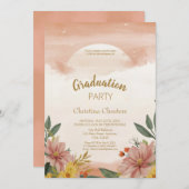 Whimsical Bohemian Sunset Peach Fuzz Afstuderen Kaart (Voorkant / Achterkant)