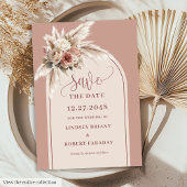 Whimsical Boho Arch Dusty Pink Floral Save Date Kaart