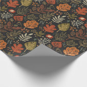 Whimsical Boho Autumn Leaves on Black Cadeaupapier (Hoek)
