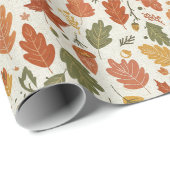 Whimsical Boho Autumn Leaves Watercolor Cadeaupapier (Rol Hoek)