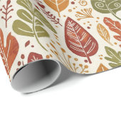 Whimsical Boho Autumn Leaves Watercolor Cadeaupapier (Rol Hoek)