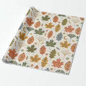 Whimsical Boho Autumn Leaves Watercolor Cadeaupapier (Uitgerold)