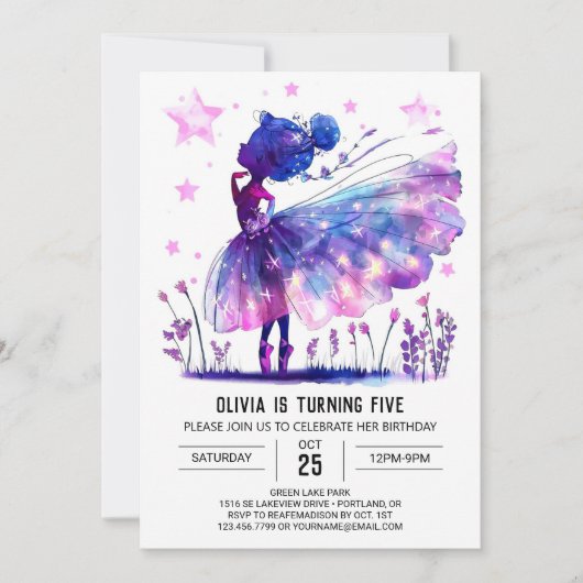 Whimsical Boho Ballerina Verjaardag Kaart (Voorkant)
