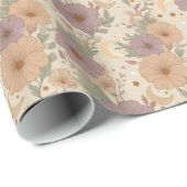 Whimsical Boho Bloem en Maan Droomlandschap Cadeaupapier (Rol Hoek)
