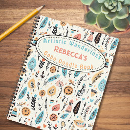 Whimsical Boho Bloemen Kind Naam Schets Notitieboek