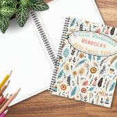 Whimsical Boho Bloemen Kind Naam Schets Notitieboek