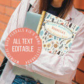 Whimsical Boho Bloemen Kind Naam Schets Notitieboek