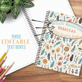 Whimsical Boho Bloemen Kind Naam Schets Notitieboek