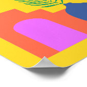 Whimsical Boho Botanical Shapes in Bright Geel Poster (Hoek)