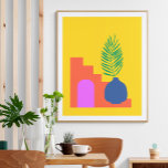 Whimsical Boho Botanical Shapes in Bright Geel Poster<br><div class="desc">Whimsical Boho Botanical Shapes in Bright Geel Poster</div>