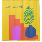 Whimsical Boho Botanical Shapes Persoonlijke naam Douchegordijn (Voorkant)