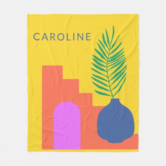 Whimsical Boho Botanical Shapes Persoonlijke naam Fleece Deken (Voorkant)