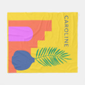 Whimsical Boho Botanical Shapes Persoonlijke naam Fleece Deken (Voorkant (Horizontaal))