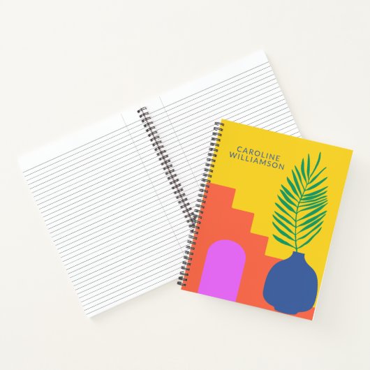 Whimsical Boho Botanical Shapes Persoonlijke naam Notitieboek (Binnen)