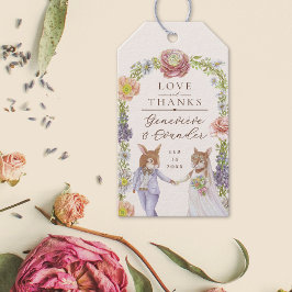 Whimsical Boho Bunny Rabbit Love Bloemen Huwelijk Cadeaulabel
