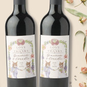 Whimsical Boho Bunny Rabbit Love Bloemen Huwelijk Wijn Etiket