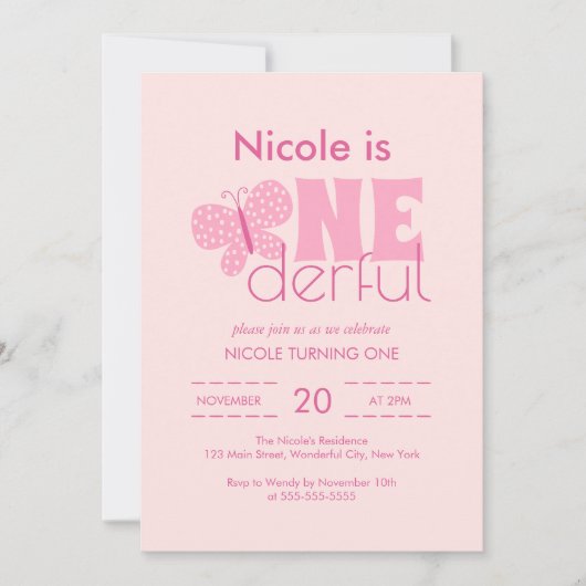 Whimsical Boho Butterfly Retro 1e verjaardag Roze Kaart (Voorkant)