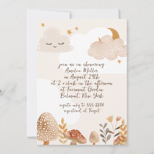 Whimsical Boho Celestial Woodland Baby shower Kaart (Voorkant)